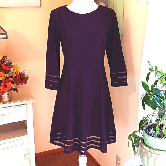 Jessica  Howard Purple Illusion Fit and Flare Dress. Whimsigoth, Career - Picture 1 of 14